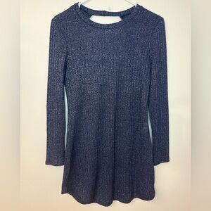 Speechless Navy Glitter Mini Dress Keyhole Back Juniors M
